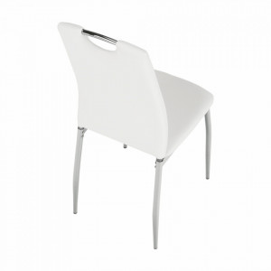 Scaun dining, piele ecologică albă/crom - TP182182