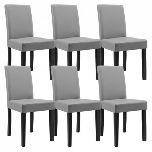 Scaune bucatarie, set 6 buc piele sintetica, gri deschis - P50436976
