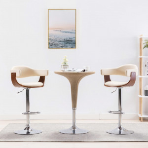 Scaune de bar, 2 buc., crem, lemn curbat si piele ecologica - V283114V