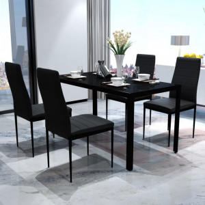 Set mobilier de bucatarie, cinci piese, negru - V242986V