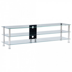 Stativ TV, transparent, 150x40x40 cm, sticla securizata - V280093V