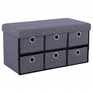 Taburet, scăunel, băncuţă pliabilă cu spaţiu pentru depozitare, gri, 76x38x38 cm - TP221281