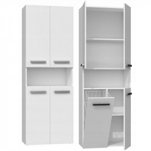 TEDUA106 - Dulap inalt baie, Alb-Mat 60 x 30 x 174 cm, PAL