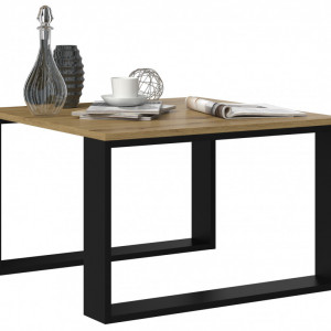 TEMCN-AR102 - Masuta cafea, 67 x 67 x 40 cm, Negru-Stejar Artisan, PAL