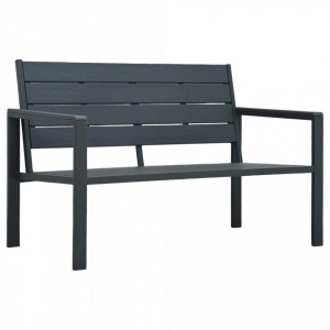 Banca de gradina, gri, 120 cm, HDPE, aspect de lemn - V47874V