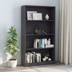Biblioteca cu 4 rafturi, gri, 80 x 24 x 142 cm, PAL - V800911V