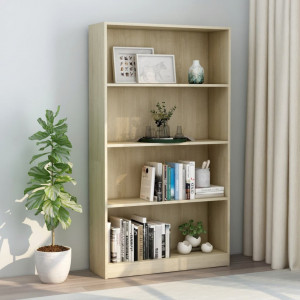 Biblioteca cu 4 rafturi, stejar Sonoma, 80 x 24 x 142 cm, PAL - V800912V