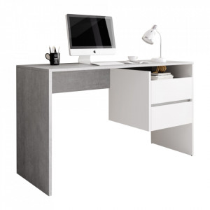 Birou, măsuţă, masă PC, gri şi alb, 125 cm - TP269211