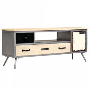 Comoda TV, 120 x 30 x 45 cm, lemn masiv de mango si otel - V246282V