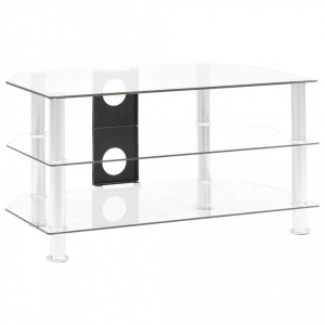 Comoda TV, transparent, 75 x 40 x 40 cm, sticla securizata - V249538V