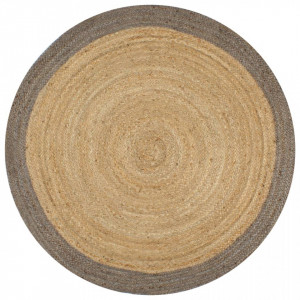 Covor manual cu margine gri, 150 cm, iuta - V133676V