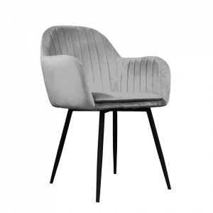 Fotoliu de design, ţesătură catifea gri - TP265645