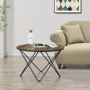 Masuta cafea forma rotunda, efect lemn nuanta inchisa - P78978125
