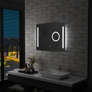 Oglinda cu LED de perete de baie cu senzor tactil, 80 x 60 cm - V144740V