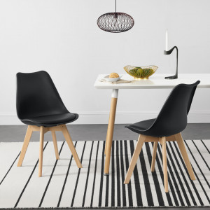 Scaune bucatarie, set 4 buc, PU/fag, negru - P74694628