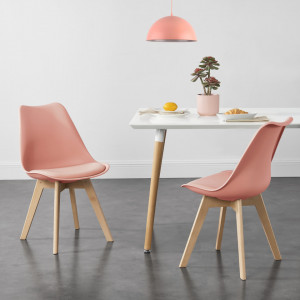 Scaune bucatarie, set 6 buc, fag, roz - P74694653