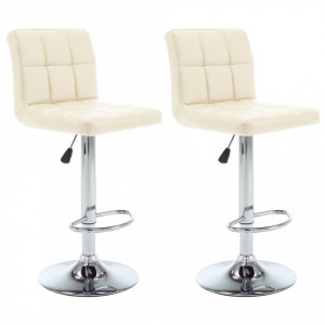 Scaune de bar, 2 buc., crem, piele ecologica - V323637V