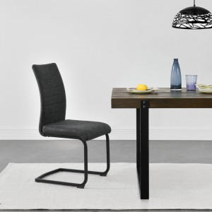 Set 2 scaune design Cupar imitatie piele/otel negru/negru mat - P73694456