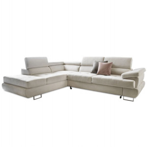 Set colţar extensibil, material gri deschis, stâng, 275x225x71/85 cm - TP188664