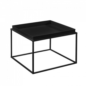 Set doua bucati masa tava Olivia, masa 1: totala: 39 x 54,5 x 54,5 cm , tava: 5,2 x 52,5 x 52,5 cm, masa 2: totala: 55,5 x 54 x 40 cm , tava: 5,2 x 51,5 x 37,5 cm, metal rezistent la zgarieturi, negru mat - P65461671