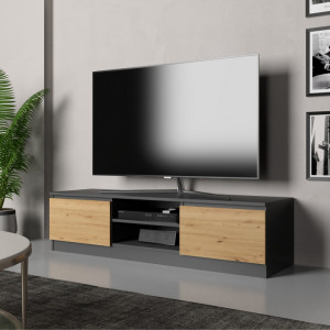 TECOTVAN-AR102 - Comoda TV, 140x 40 x 36 cm, Antracit-Stejar Artisan, PAL
