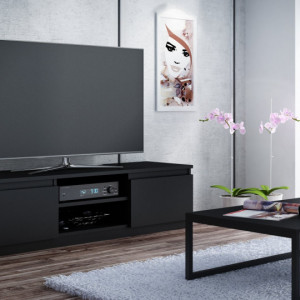 TECOTVN107 - Comoda TV 140 x 40 x 36 cm, Negru-Mat