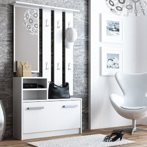 TECUIA105 - Set Cuier hol 85 x 24 x 180 cm - Alb-Mat