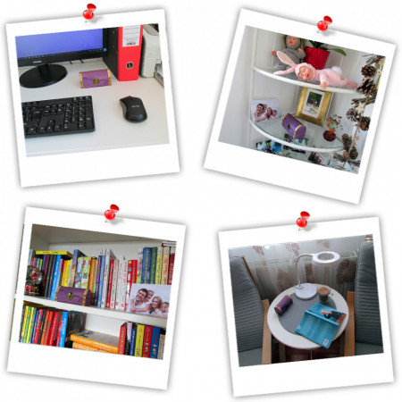 Cadou personalizat mesaj in sticla in cufar mic mov