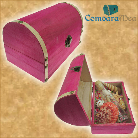 Cadou personalizat mesaj in sticla in cufar mare roz