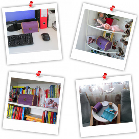 Cadou personalizat mesaj in sticla in cufar mare mov
