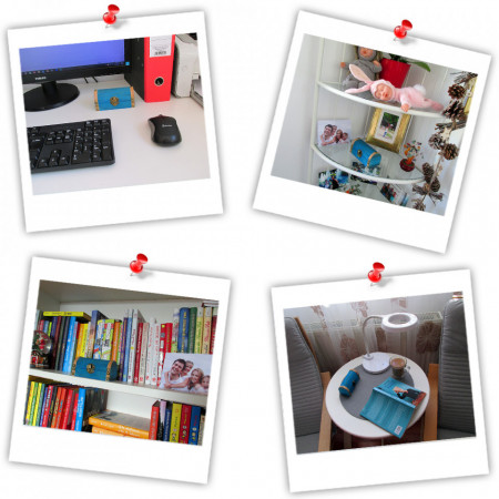 Cadou personalizat mesaj in sticla in cufar mic albastru