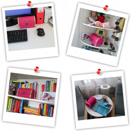 Cadou personalizat mesaj in sticla in cufar mare roz