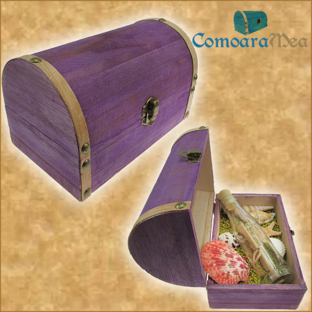 Cadou personalizat mesaj in sticla in cufar mare mov