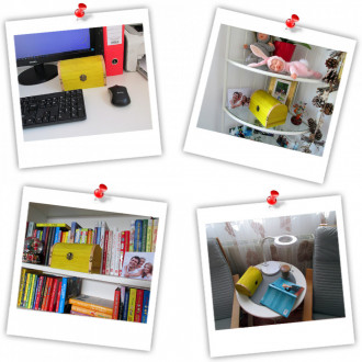 Cadou personalizat mesaj in sticla in cufar mare galben