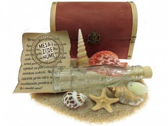 Cadou pentru Onomastica personalizat mesaj in sticla in cufar mare maro