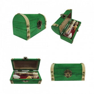 Cadou personalizat mesaj in sticla in cufar mic verde