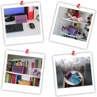 Cadou personalizat mesaj in sticla in cufar mare mov