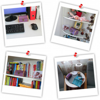 Cadou personalizat mesaj in sticla in cufar mediu mov