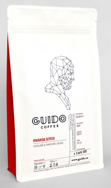 GUIDO Cafea Proaspăt Prăjită RWANDA GITESI, 250g, Note de Ciocolată și Smochine Uscate, Corp Mediu și Cremos, Espresso, Moka pot si Ibric