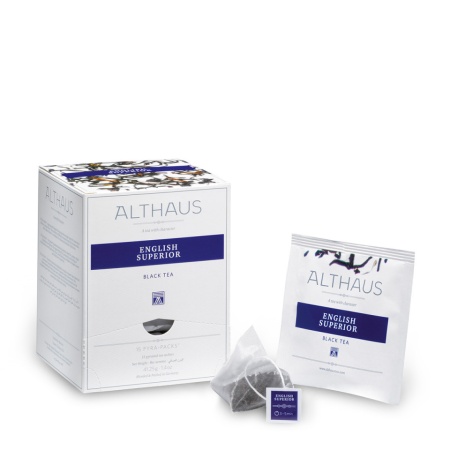 Althaus Pyra Pack English Superior: Ceai Negru, 15 plicuri in cutie,2,75g ceai in plic din matase