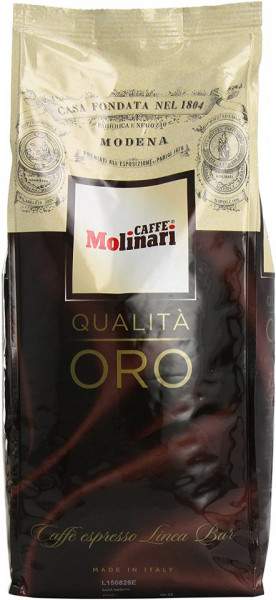 Cafea Boabe Molinari Qualita Oro Espresso, Punga 1kg, Amestec, Arabica 70%, Robusta 30%, Ciocolata, Biscuiti, Cacao