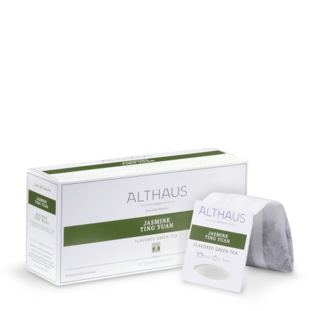 Althaus Grand Pack Jasmine Ting Yuan: Ceai Verde cu Iasomie, T-Bag, 20 plicuri in cutie, 4g in plic