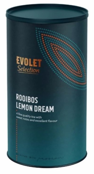 Ceai EVOLET Selection infuzie TUB- Rooibos Lemon Dream, 250 grame de ceai in tub de carton, pentru zile frumooase