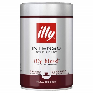 Cafea Macinata Illy Dark Roast, 250 g, note de cacao si fructe uscate, prajire intensa