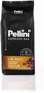 Cafea Boabe Pellini Espresso Bar Vivace, Punga 1kg, Cafea Amestec, Arabica 80%, Robusta 20%, corp plin, echilibrata