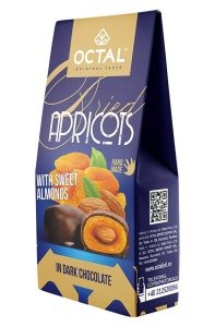 Caise uscate cu miez de migdala dulce in ciocolata neagra Octal Original Taste 100g