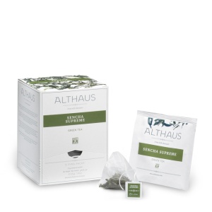 Althaus Pyra Pack Sencha Supreme: Ceai Verde, 15 plicuri in cutie,2,75g ceai in plic din matase
