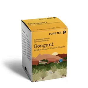 Pure Tea Bio Pyra Bongani Rooibosh Vanilla - ceai rosu imbogatit cu vanilie de burbon, in plic transparent, 3 gr/plic, 15 plicuri in cutie