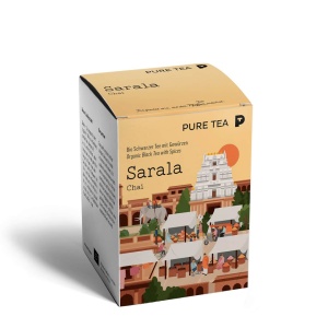 Pure Tea Bio Pyra Sarala Chai - ceai negru aromat in plic transparent, 3 gr/plic, 15 plicuri in cutie