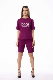 Compleu de damă mov din 2 piese "Dogs"